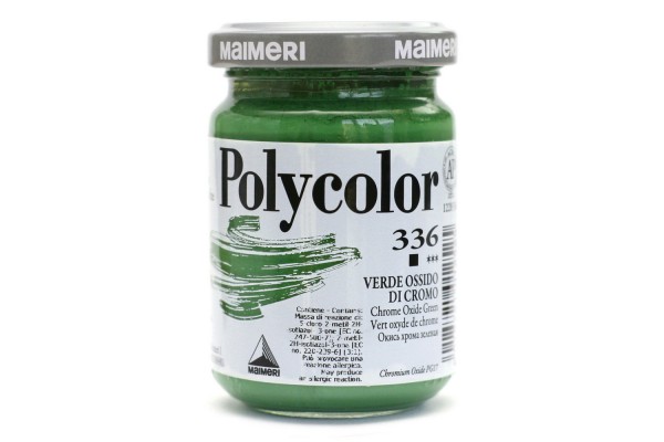 Акрилова фарба Polycolor Maimeri 140мол. колір зелений окис хрому 336 для створення кольорових портретів та пейзажів на камені габро, граніті, мармурі, пластиці, склі, металі, папері та деревині