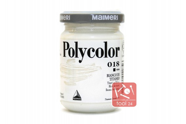 Акрилова фарба Polycolor Maimeri 140мол. білила титанові 018 для створення кольорових портретів та пейзажів на камені габро, граніті, мармурі, пластиці, склі, металі, папері та деревині