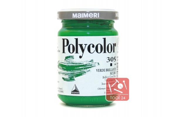 Акрилова фарба Polycolor Maimeri 140мл. колір зелений яскравий темний 305 для створення кольорових портретів та пейзажів на камені габро, граніті, мармурі, пластиці, склі, металі, папері та деревині